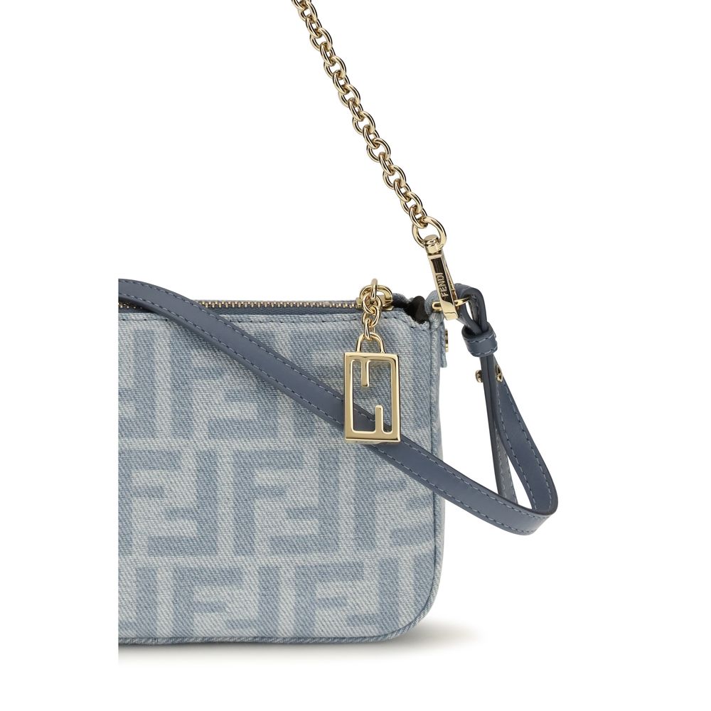 Fendi Blue Cotton Clutch Bag