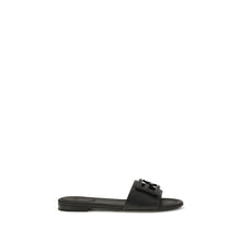 Fendi Black Calf Leather Bos Taurus Flat Sandals