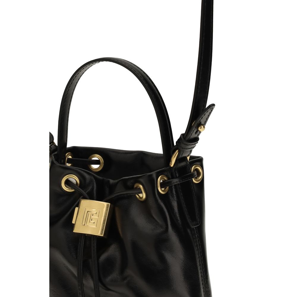 Balmain Black Calf Leather Bos Taurus Backet Bag