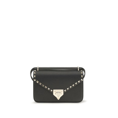 Valentino Garavani Black Calf Leather Bos Taurus Shoulder Bag