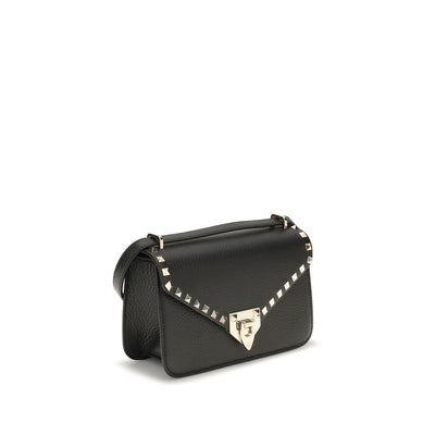 Valentino Garavani Black Calf Leather Bos Taurus Shoulder Bag