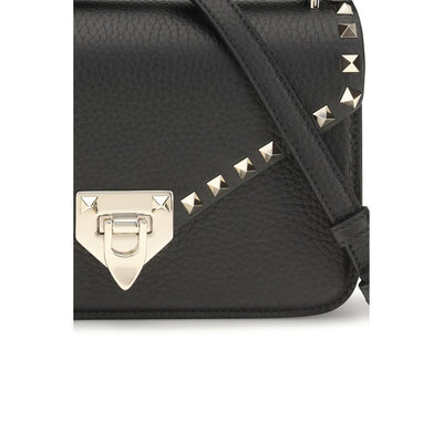 Valentino Garavani Black Calf Leather Bos Taurus Shoulder Bag