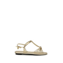 Prada Gold Calf Leather Bos Taurus Flat Sandals