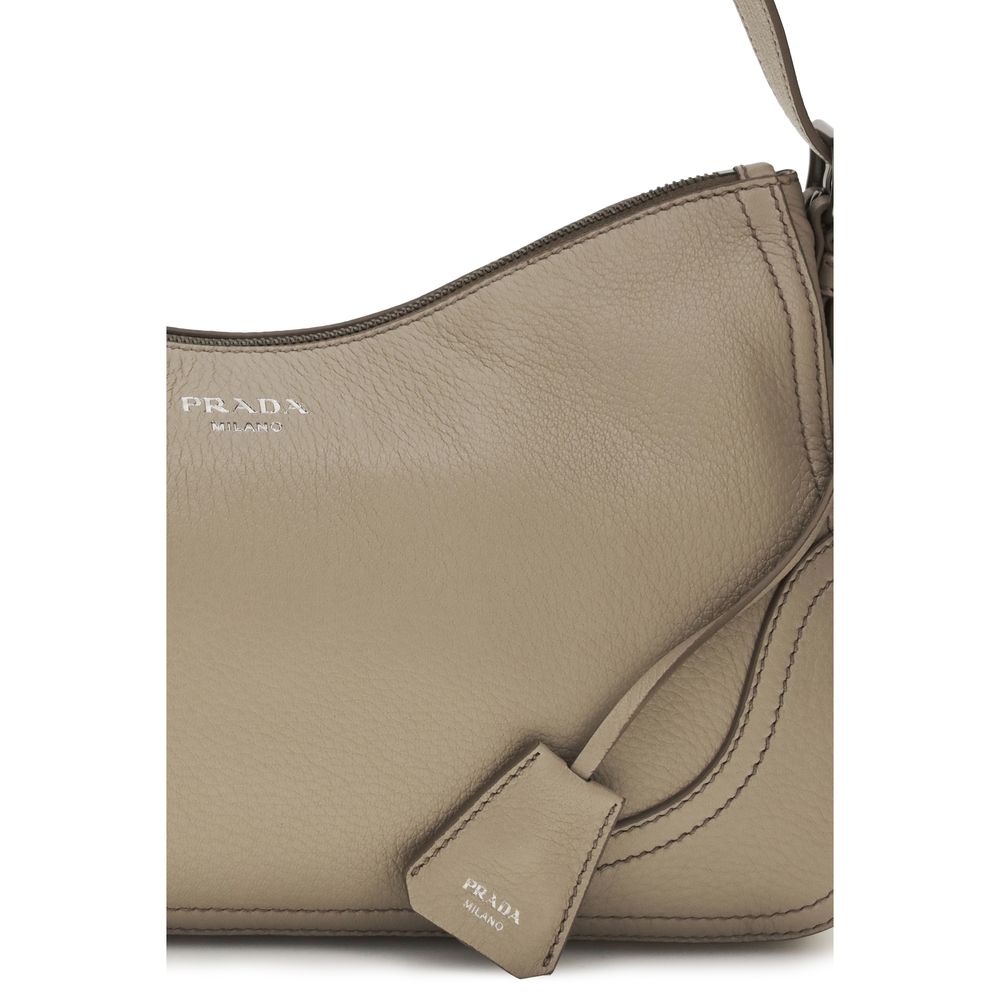 Prada Gray Calf Leather Bos Taurus Shoulder Bag
