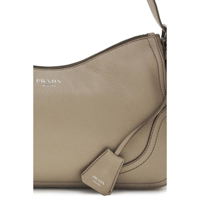 Prada Gray Calf Leather Bos Taurus Shoulder Bag