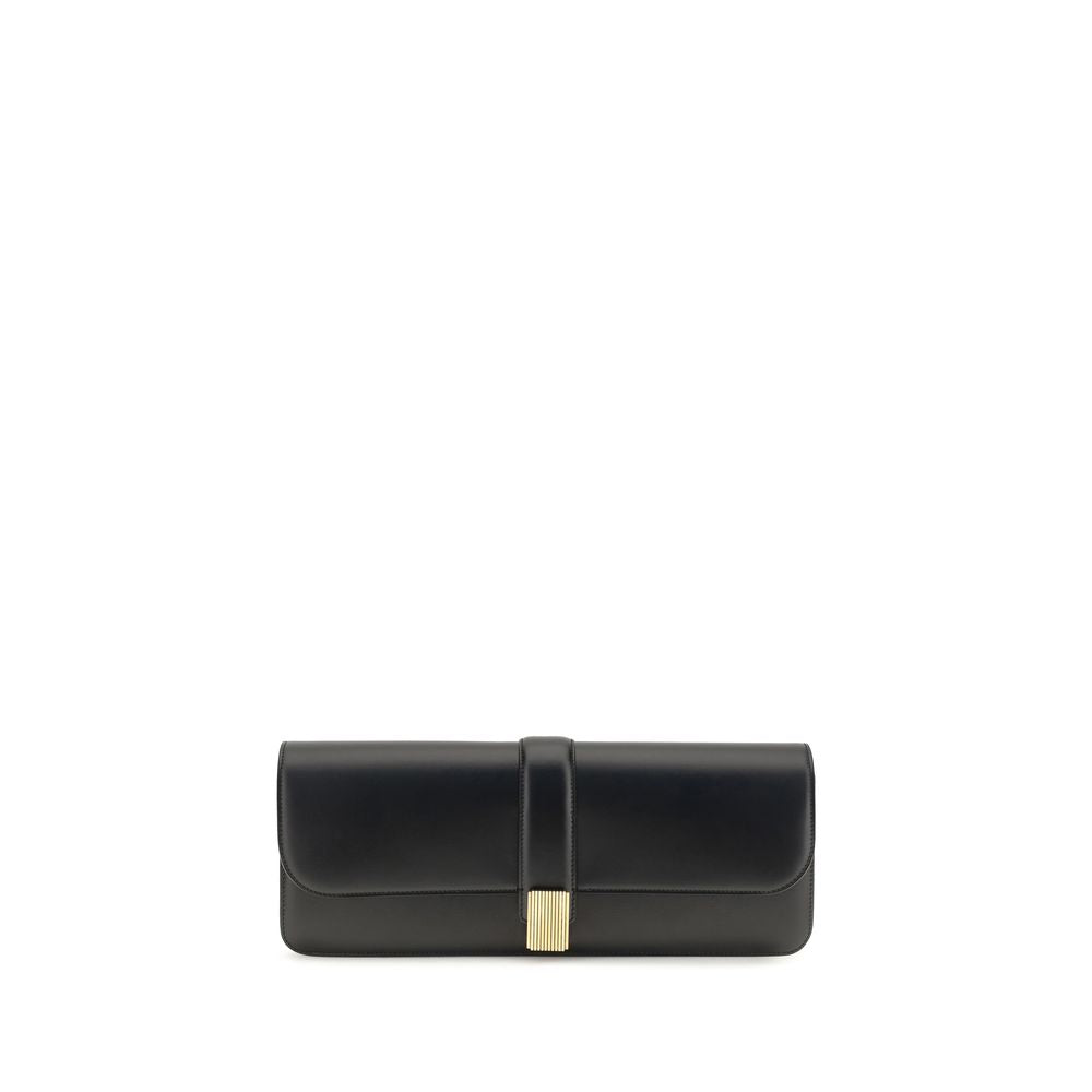 Khaite Black Calf Leather Bos Taurus Clutch Bag