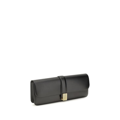 Khaite Black Calf Leather Bos Taurus Clutch Bag