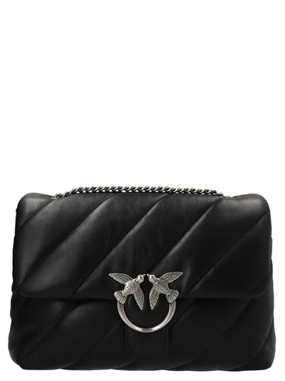 PINKO Black Lamb Leather Crossbody Bag