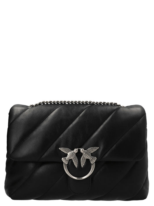 PINKO Black Lamb Leather Crossbody Bag