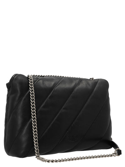 PINKO Black Lamb Leather Crossbody Bag