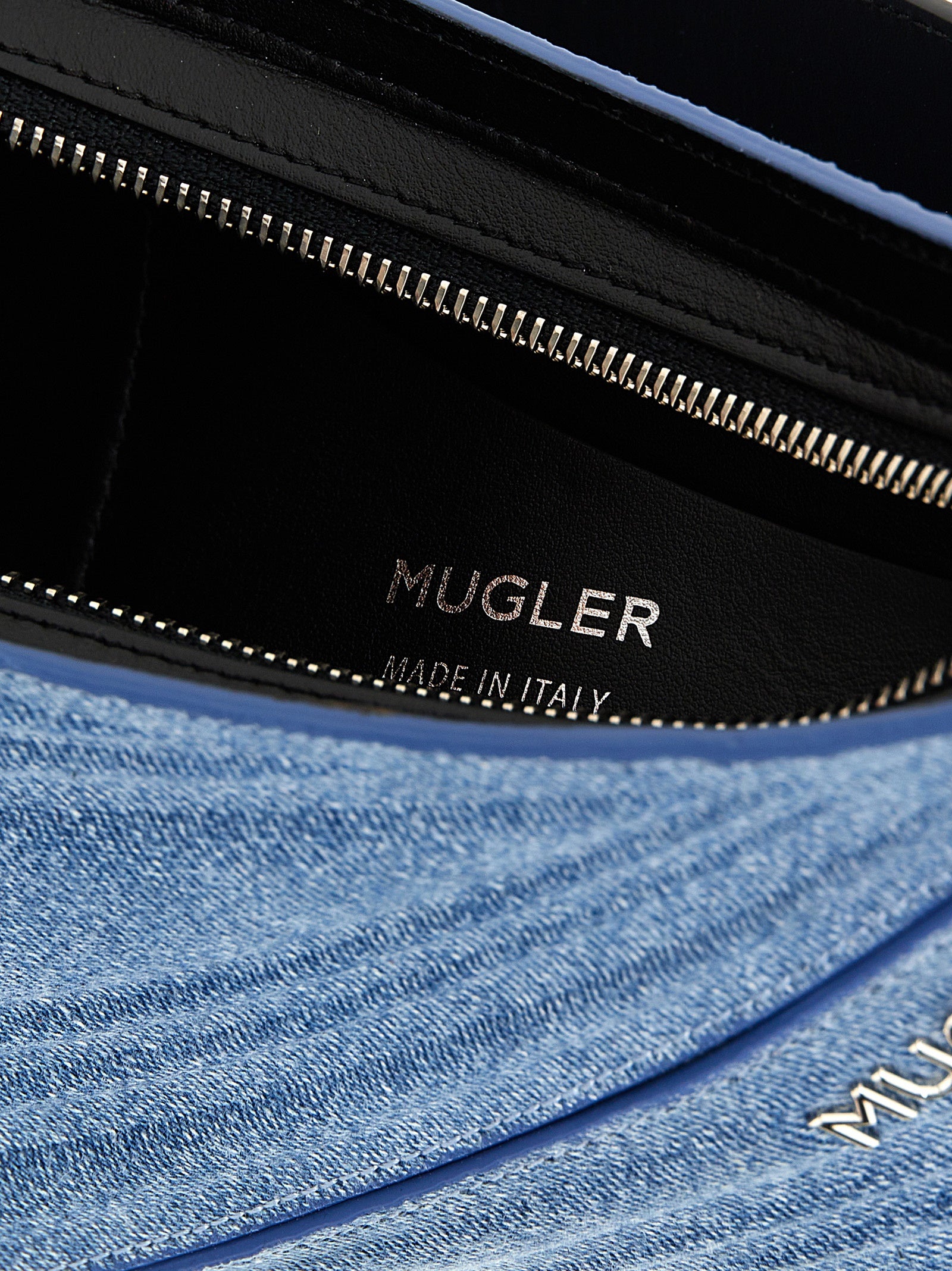 Mugler Blue Calfskin Shoulder Bag