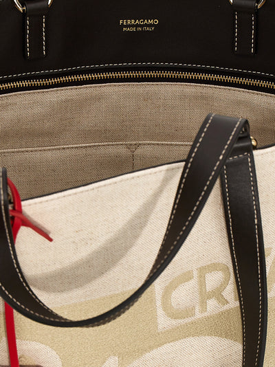 Ferragamo Beige Fabric Tote Bag