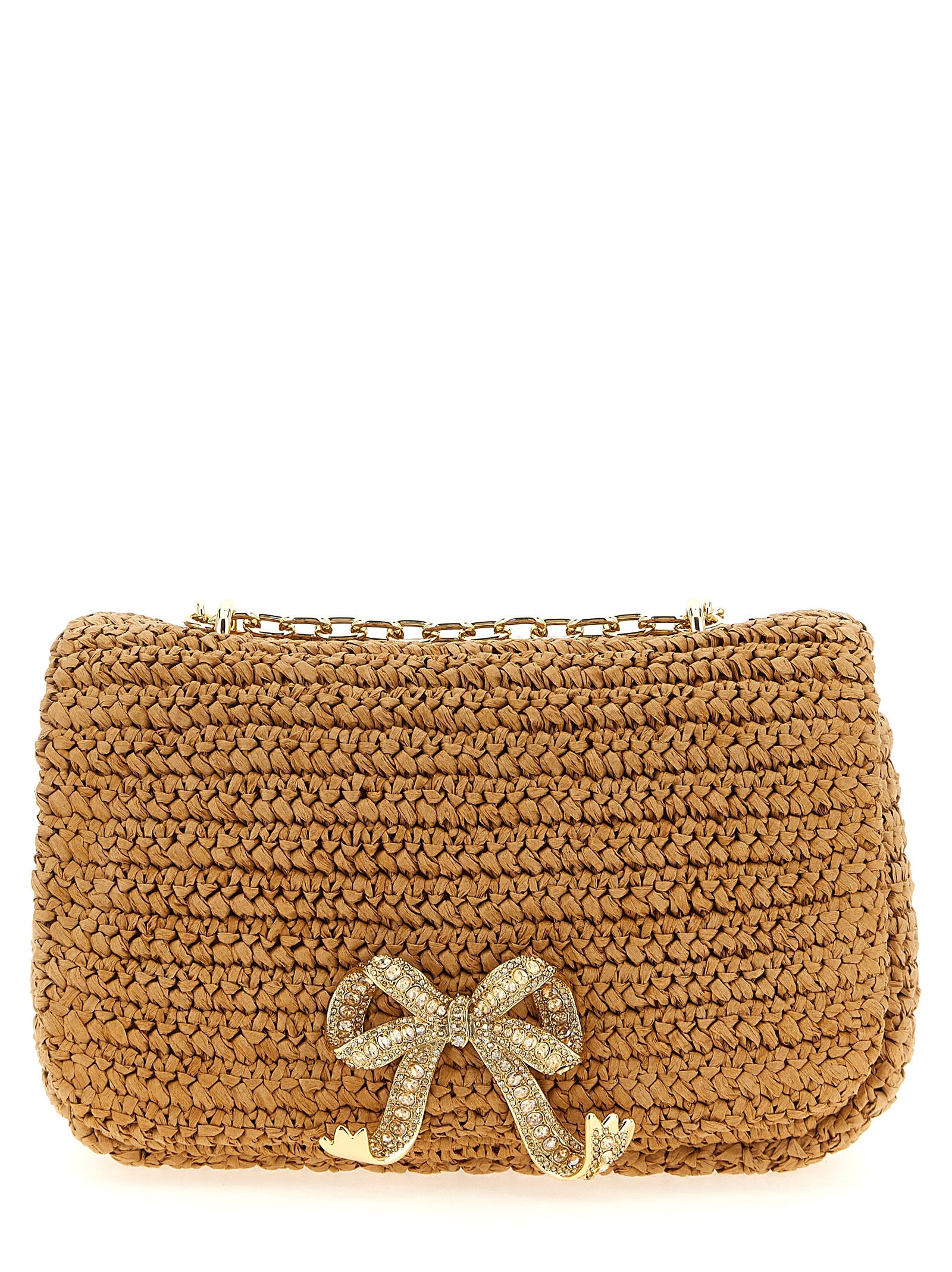 Self-Portrait Beige Raffia Shoulder Bag