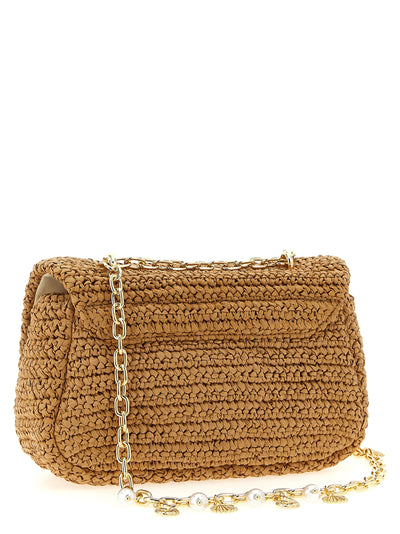 Self-Portrait Beige Raffia Shoulder Bag
