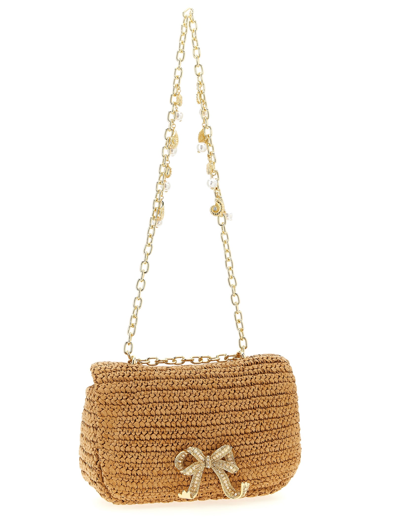 Self-Portrait Beige Raffia Shoulder Bag