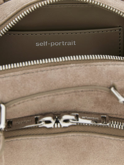 Self-Portrait Gray Lamb Leather Shoulder Bag