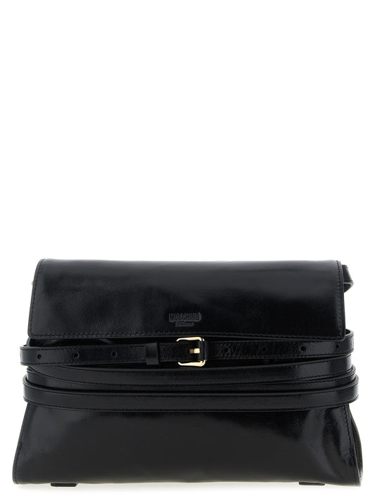 Moschino Black Leather Crossbody Bag