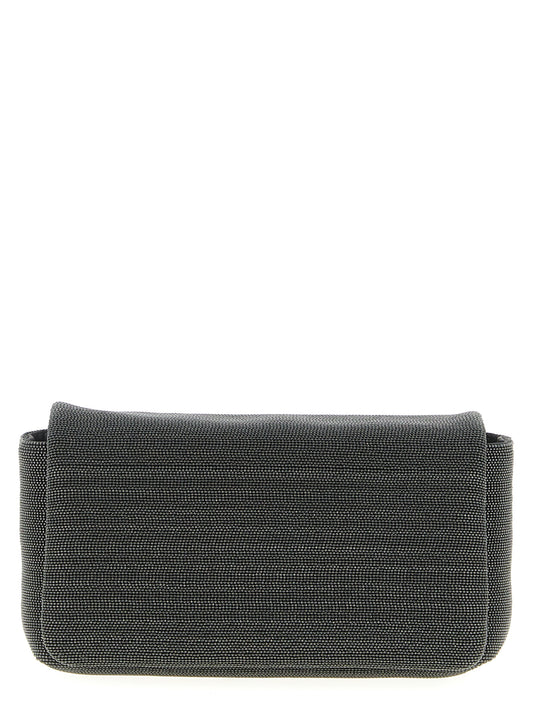 Brunello Cucinelli Black Leather Clutch Bag