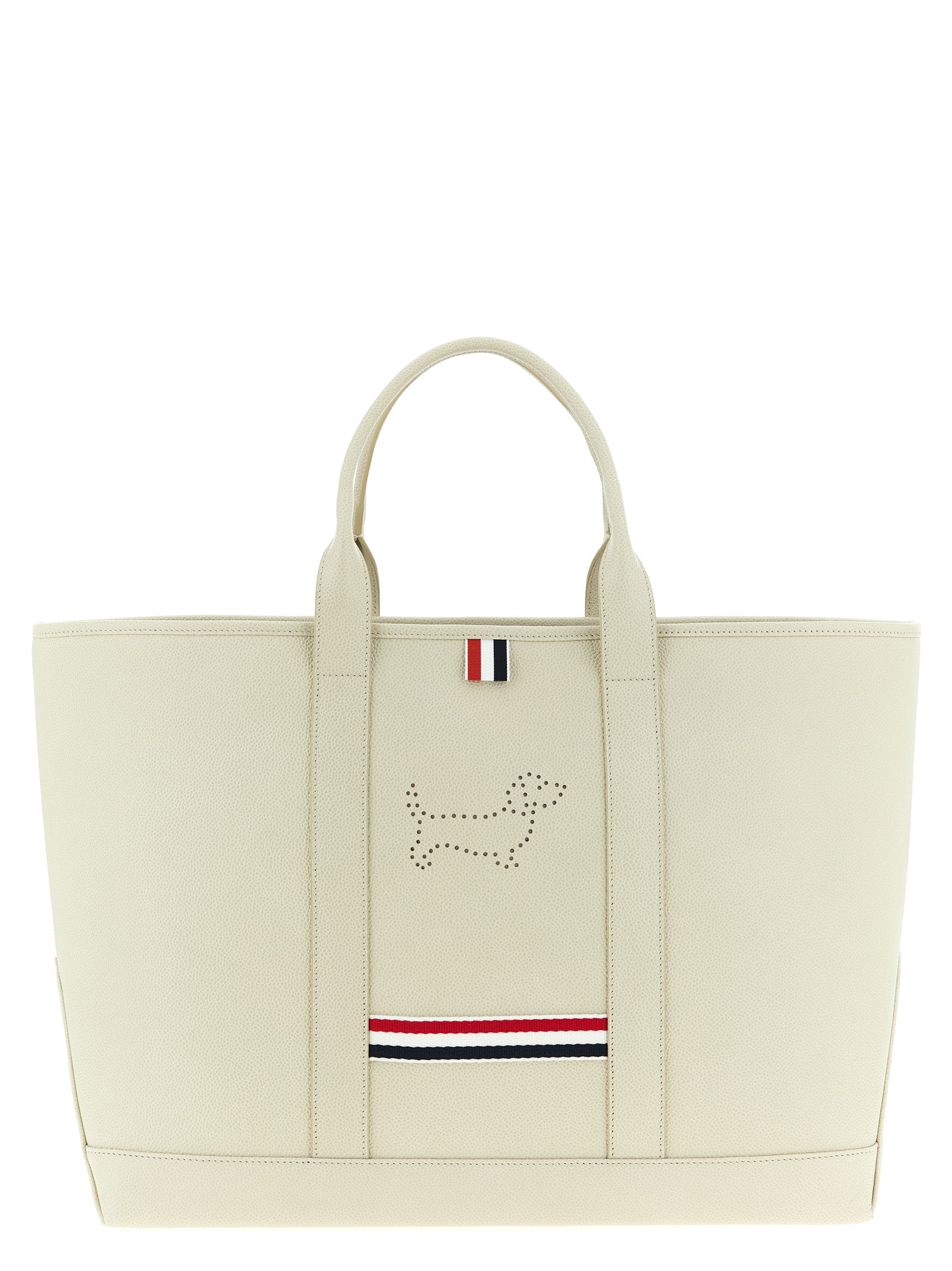 Thom Browne White Calfskin Tote Bag