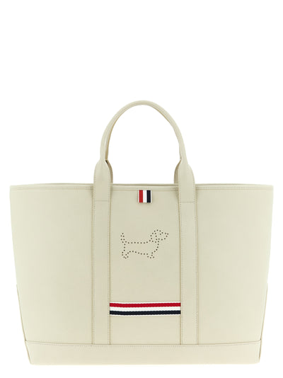 Thom Browne White Calfskin Tote Bag