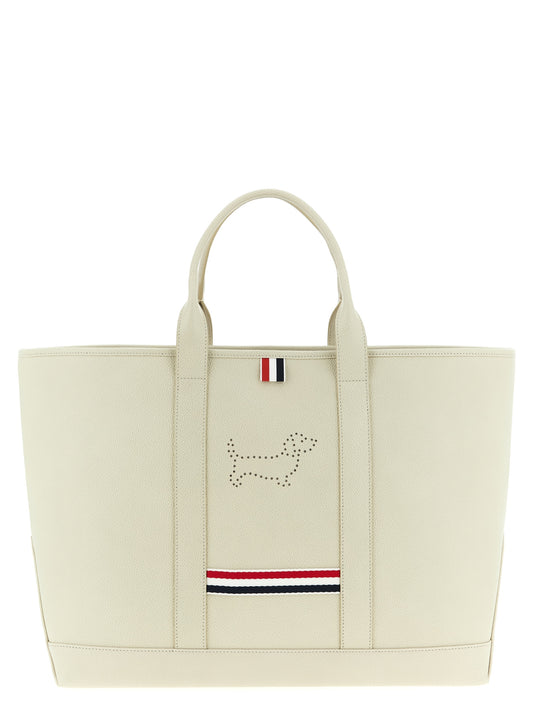 Thom Browne White Calfskin Tote Bag