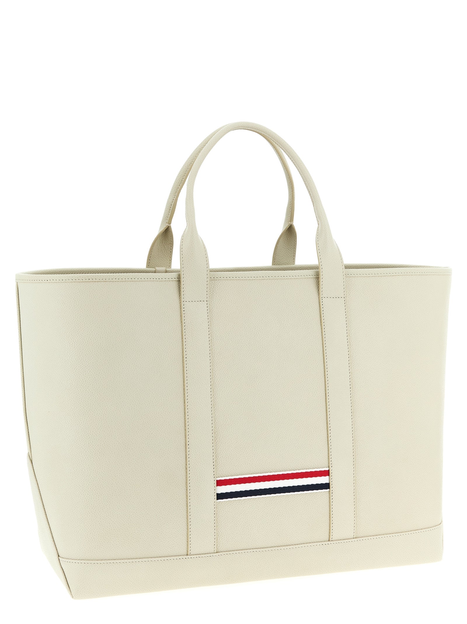 Thom Browne White Calfskin Tote Bag