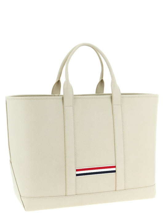 Thom Browne White Calfskin Tote Bag