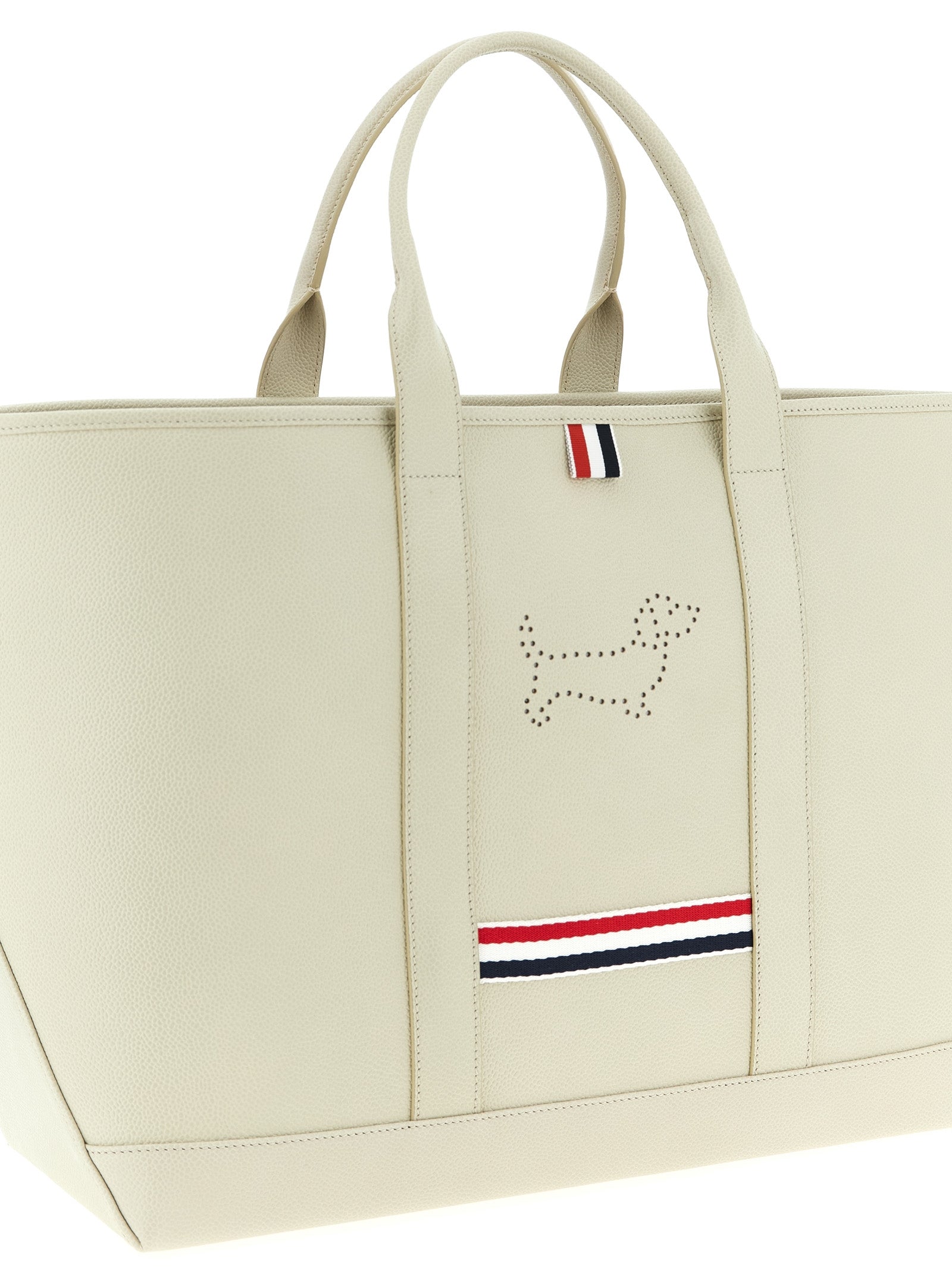 Thom Browne White Calfskin Tote Bag
