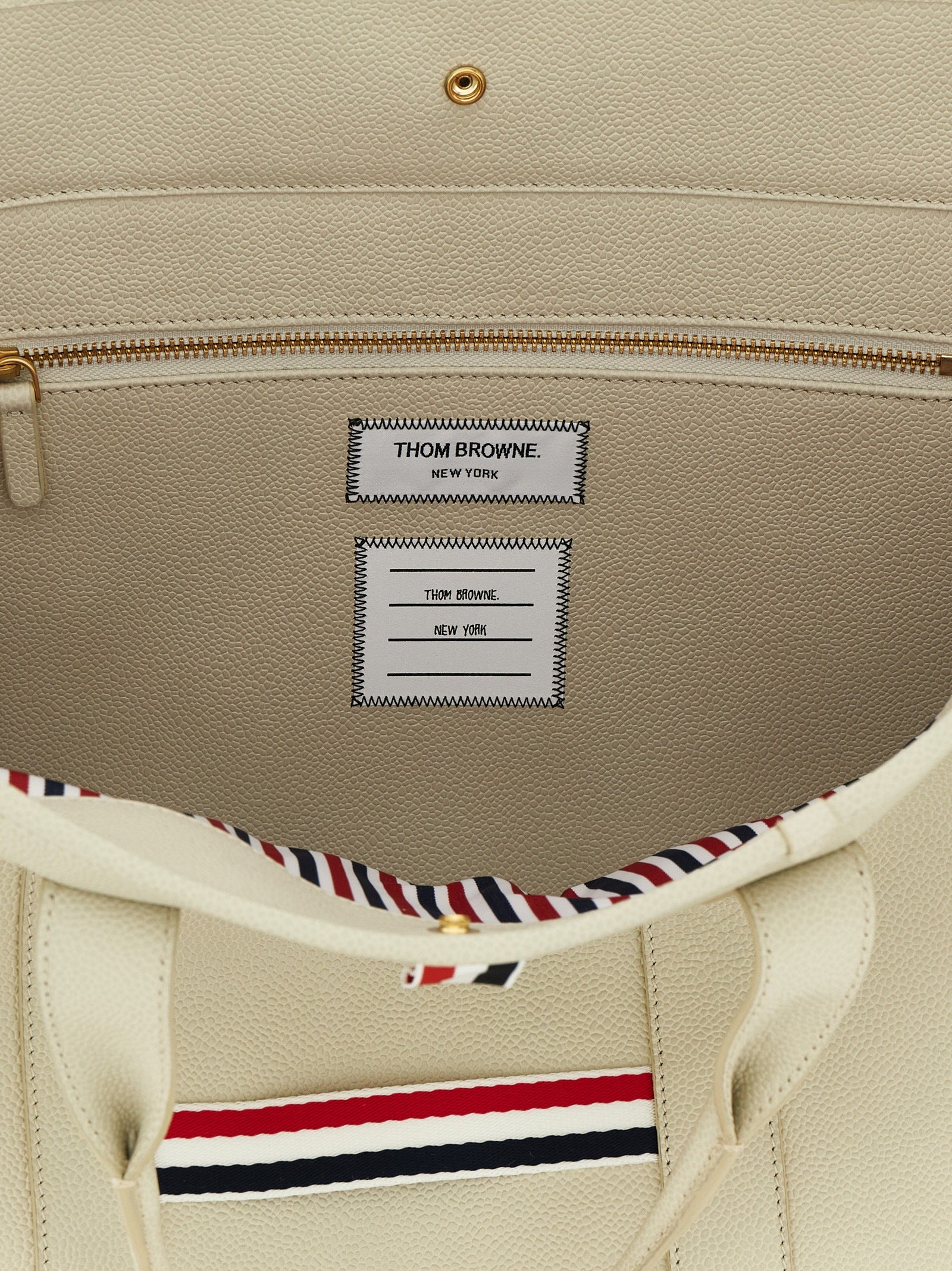 Thom Browne White Calfskin Tote Bag