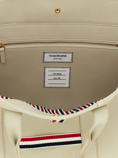 Thom Browne White Calfskin Tote Bag