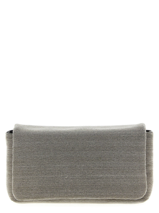 Brunello Cucinelli Silver Leather Clutch Bag