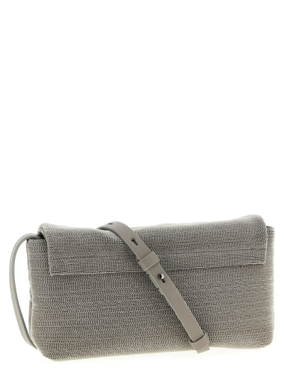 Brunello Cucinelli Silver Leather Clutch Bag