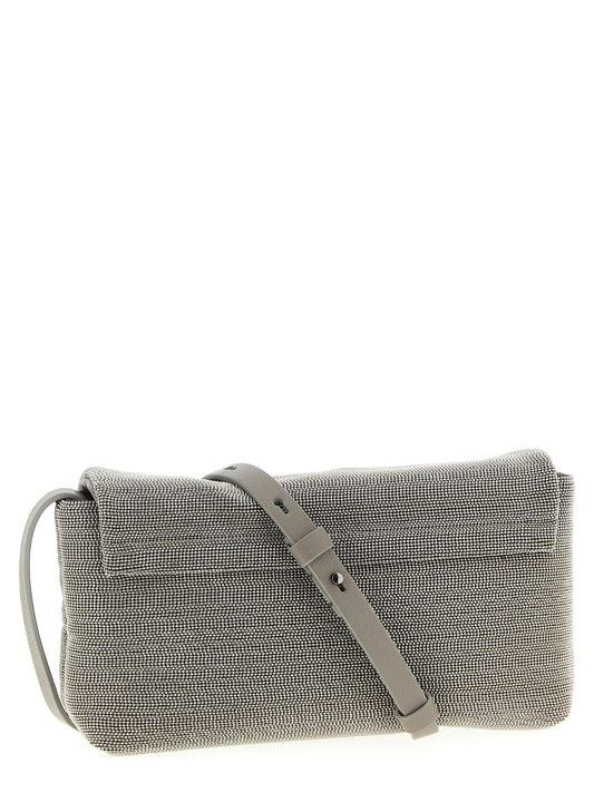 Brunello Cucinelli Silver Leather Clutch Bag