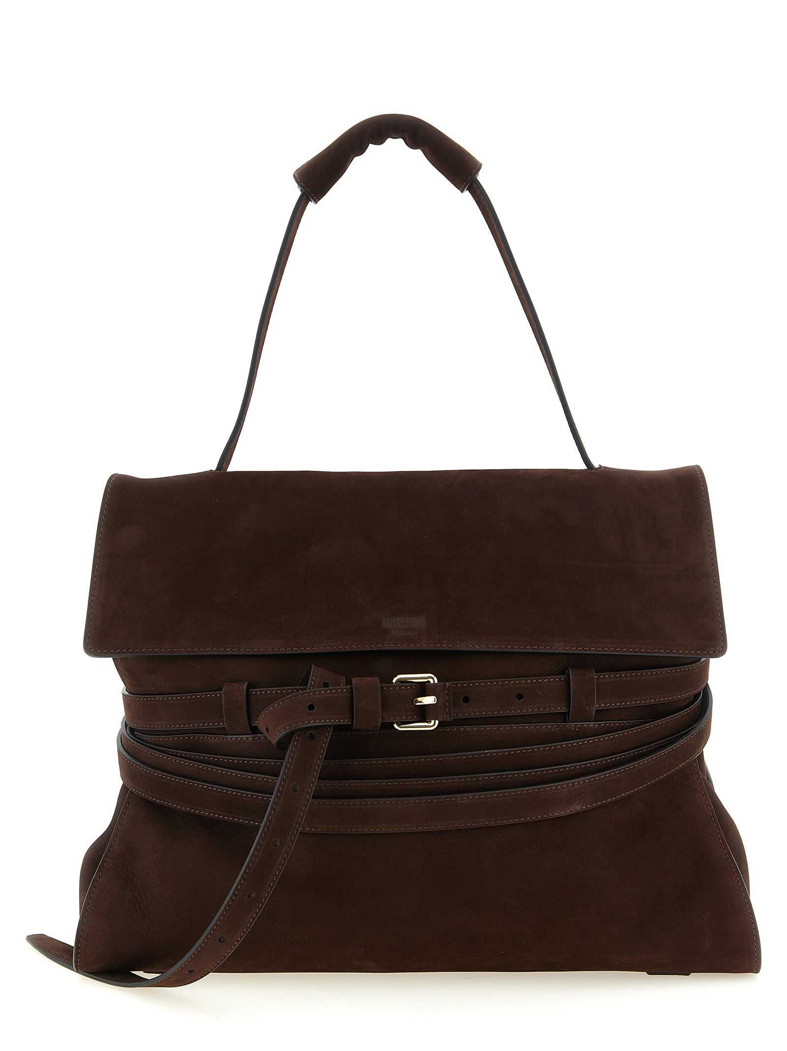 Moschino Brown Calfskin Shoulder Bag