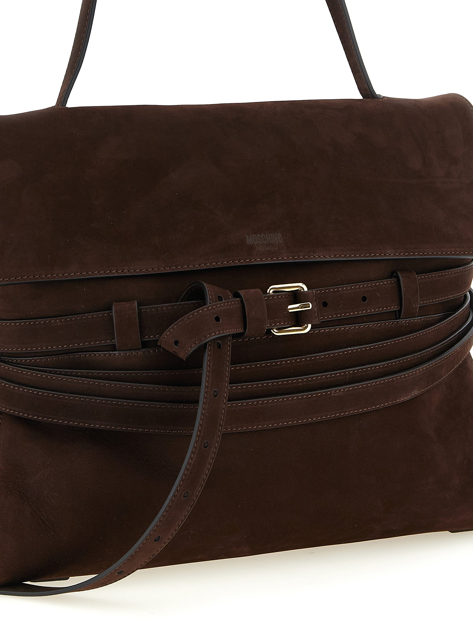 Moschino Brown Calfskin Shoulder Bag