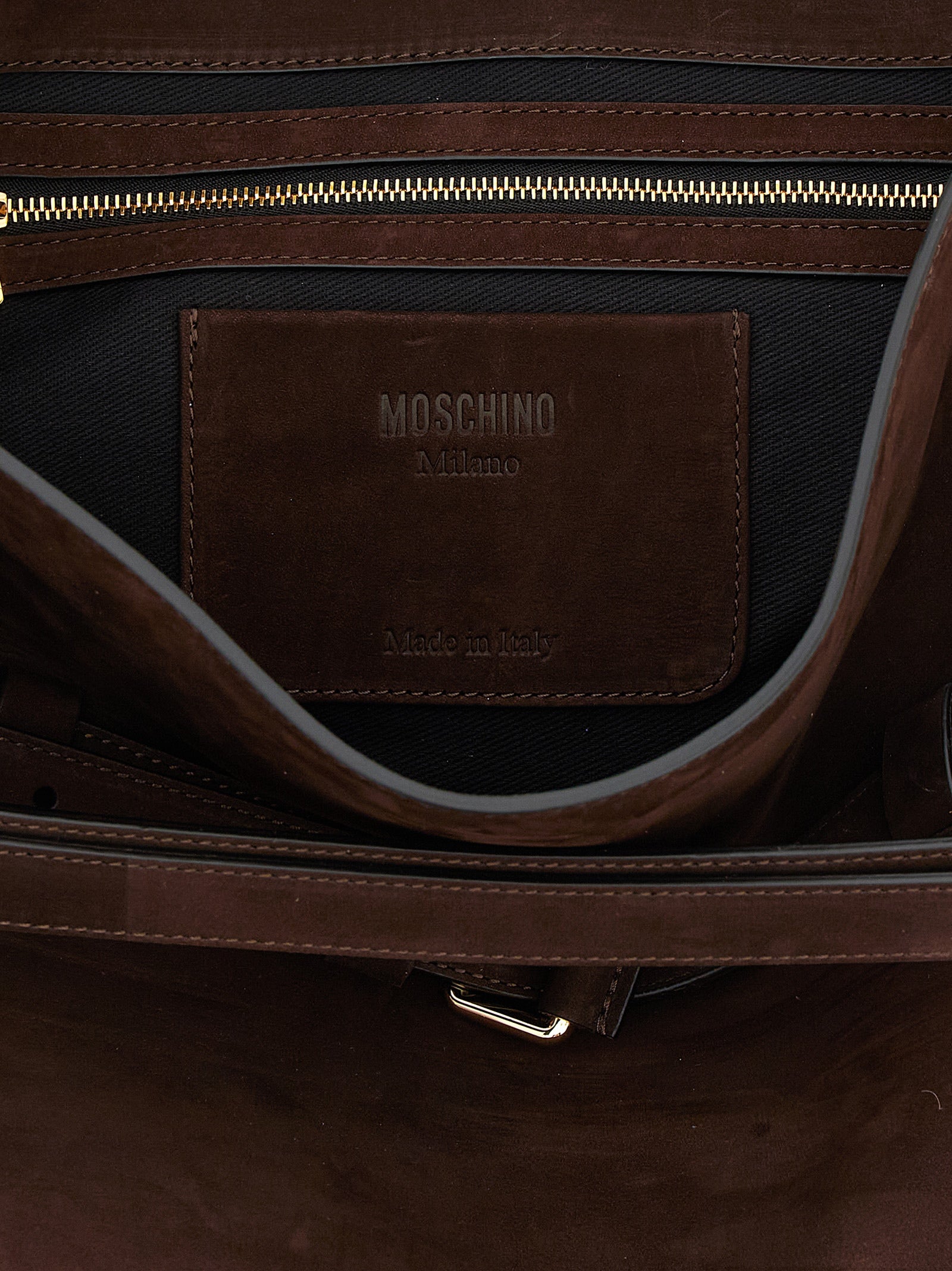 Moschino Brown Calfskin Shoulder Bag