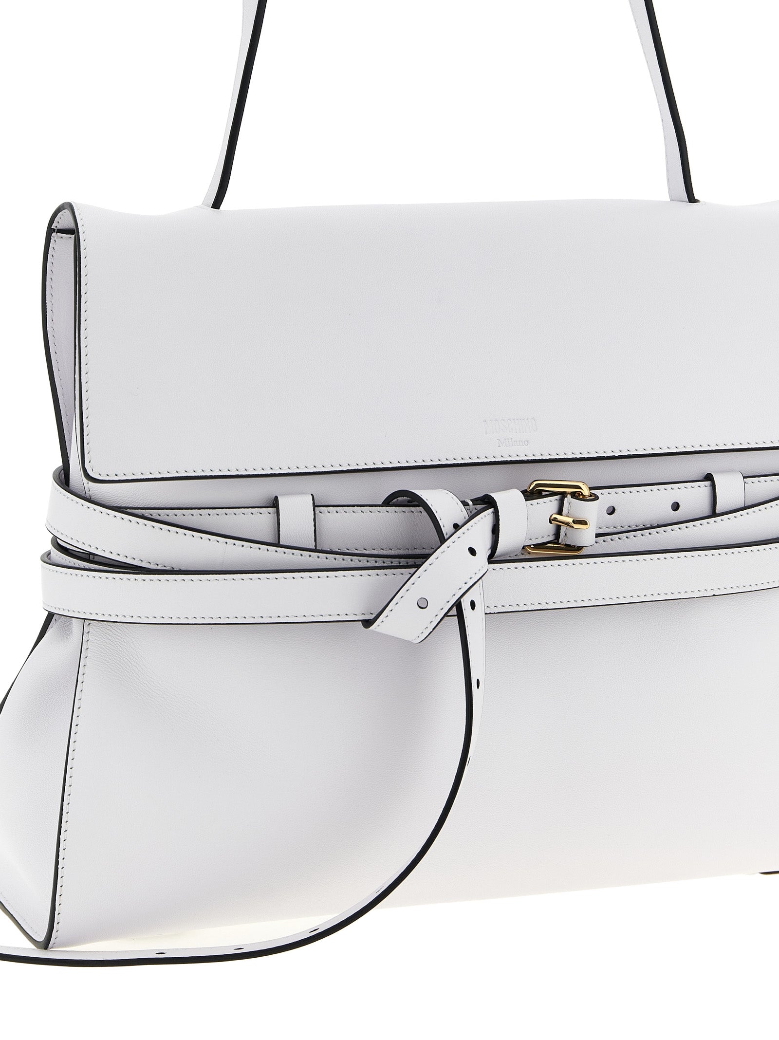 Moschino White Napa Leather / Calf Bos Taurus Shoulder Bag