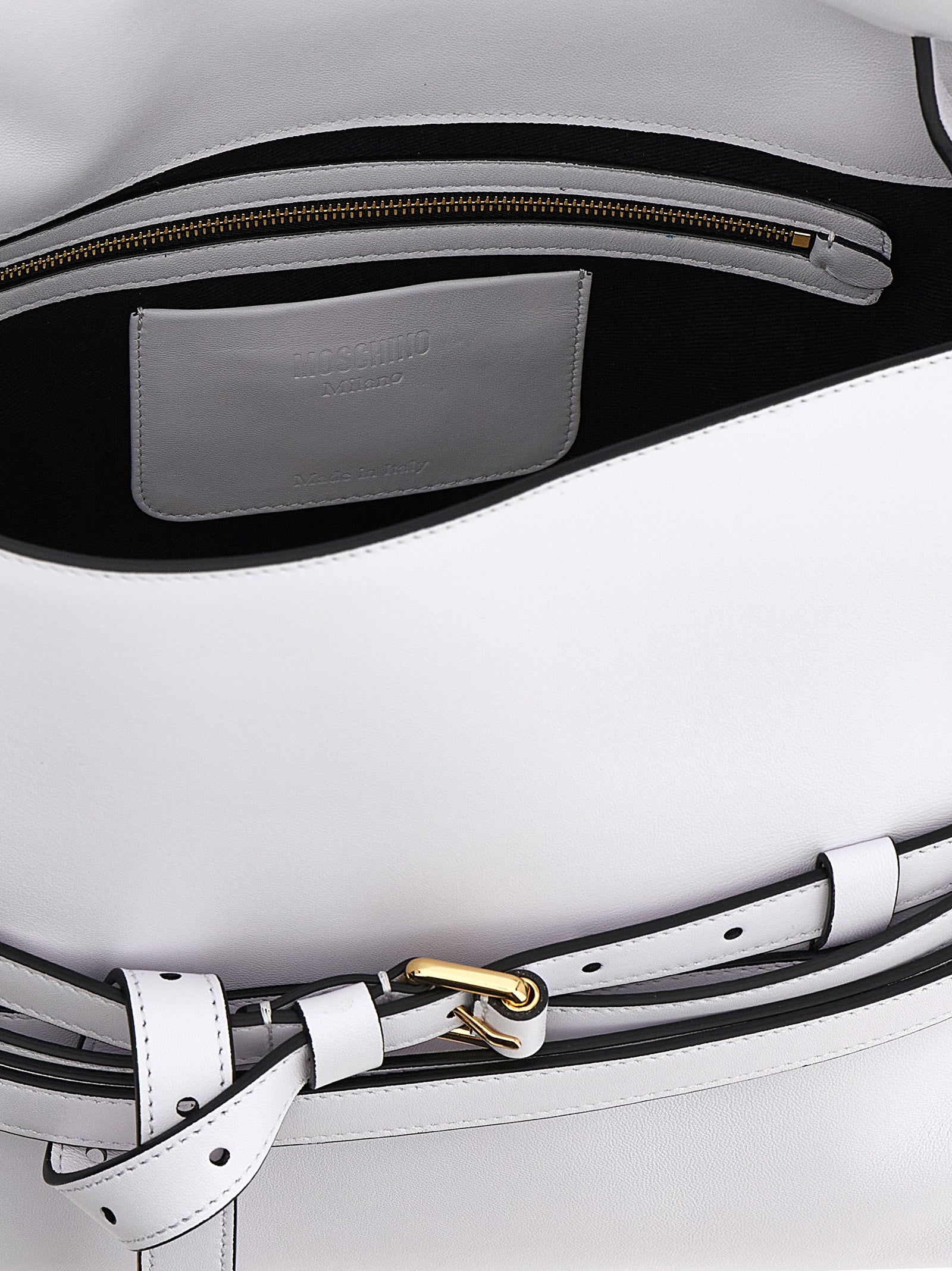 Moschino White Napa Leather / Calf Bos Taurus Shoulder Bag