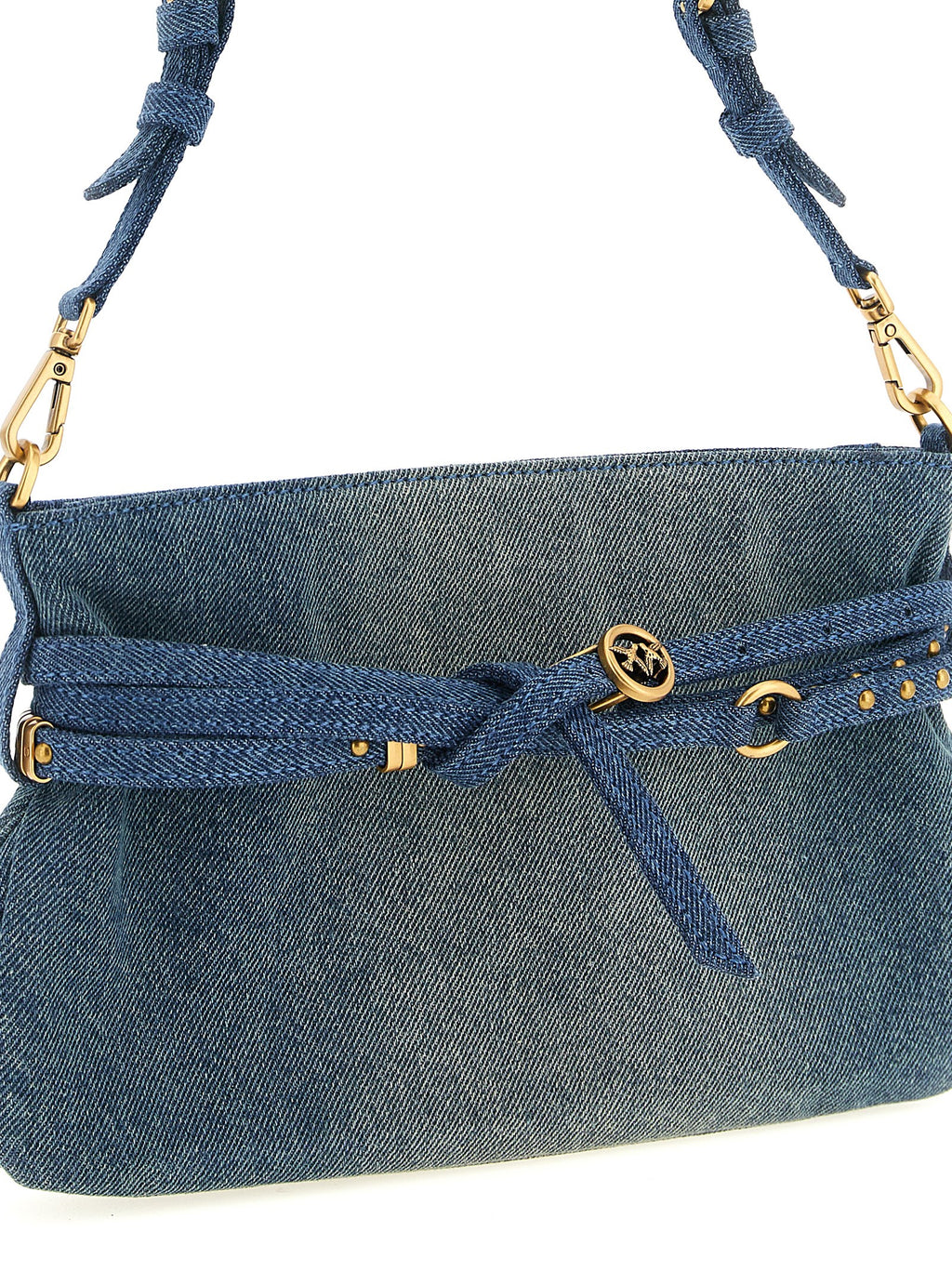 PINKO Blue Cotton Shoulder Bag