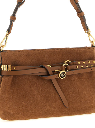 PINKO Brown Lamb Leather Shoulder Bag