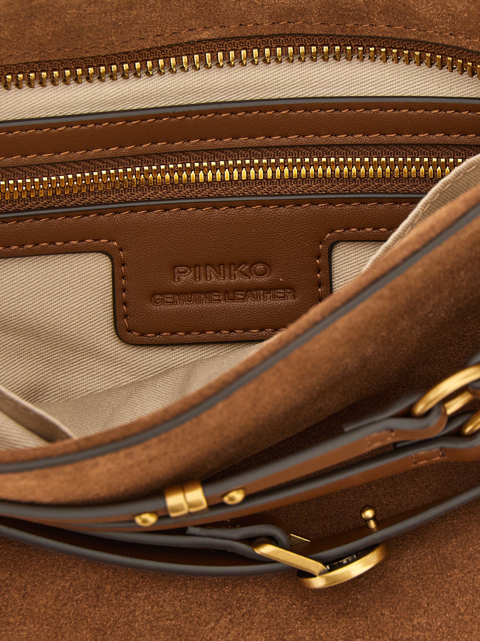 PINKO Brown Lamb Leather Shoulder Bag