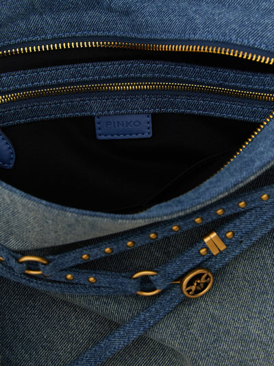 PINKO Blue Cotton Shoulder Bag