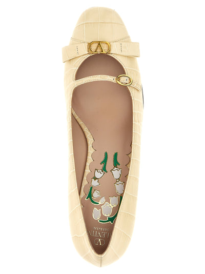 Valentino Garavani White Calfskin Mid Heel Pumps