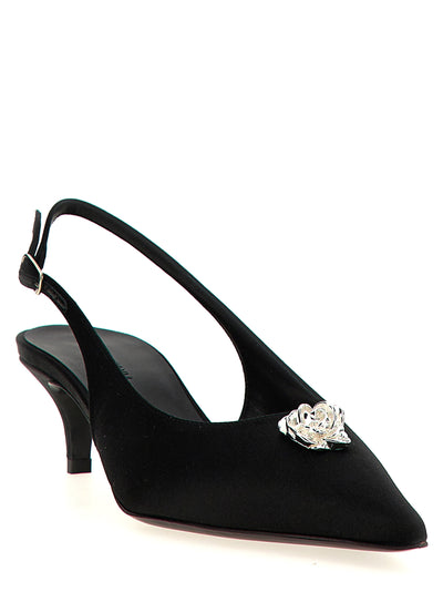 Magda Butrym Black Silk Mid Heel Pumps