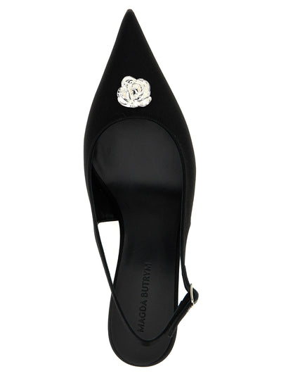 Magda Butrym Black Silk Mid Heel Pumps