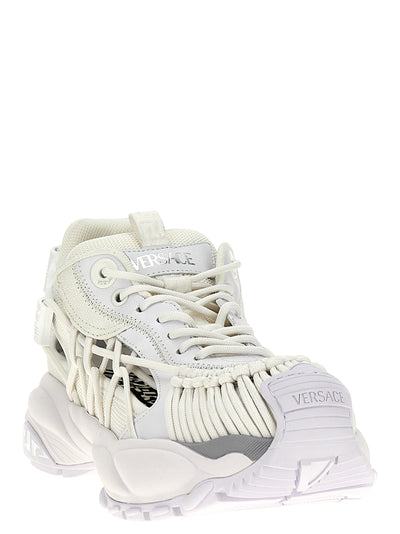 Versace White Calfskin Athletic Sneakers