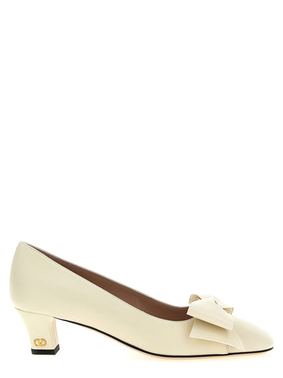 Valentino Garavani White Goatskin Mid Heel Pumps