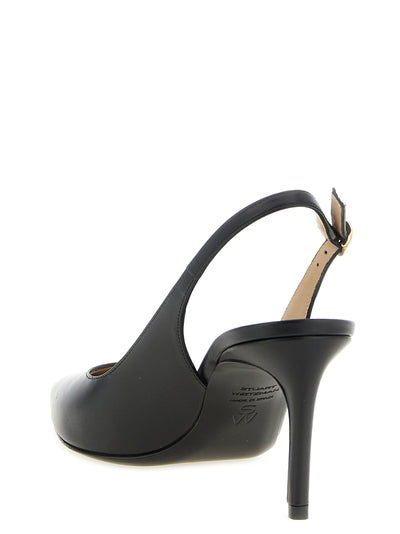 Stuart Weitzman Black Calfskin Mid Heel Pumps