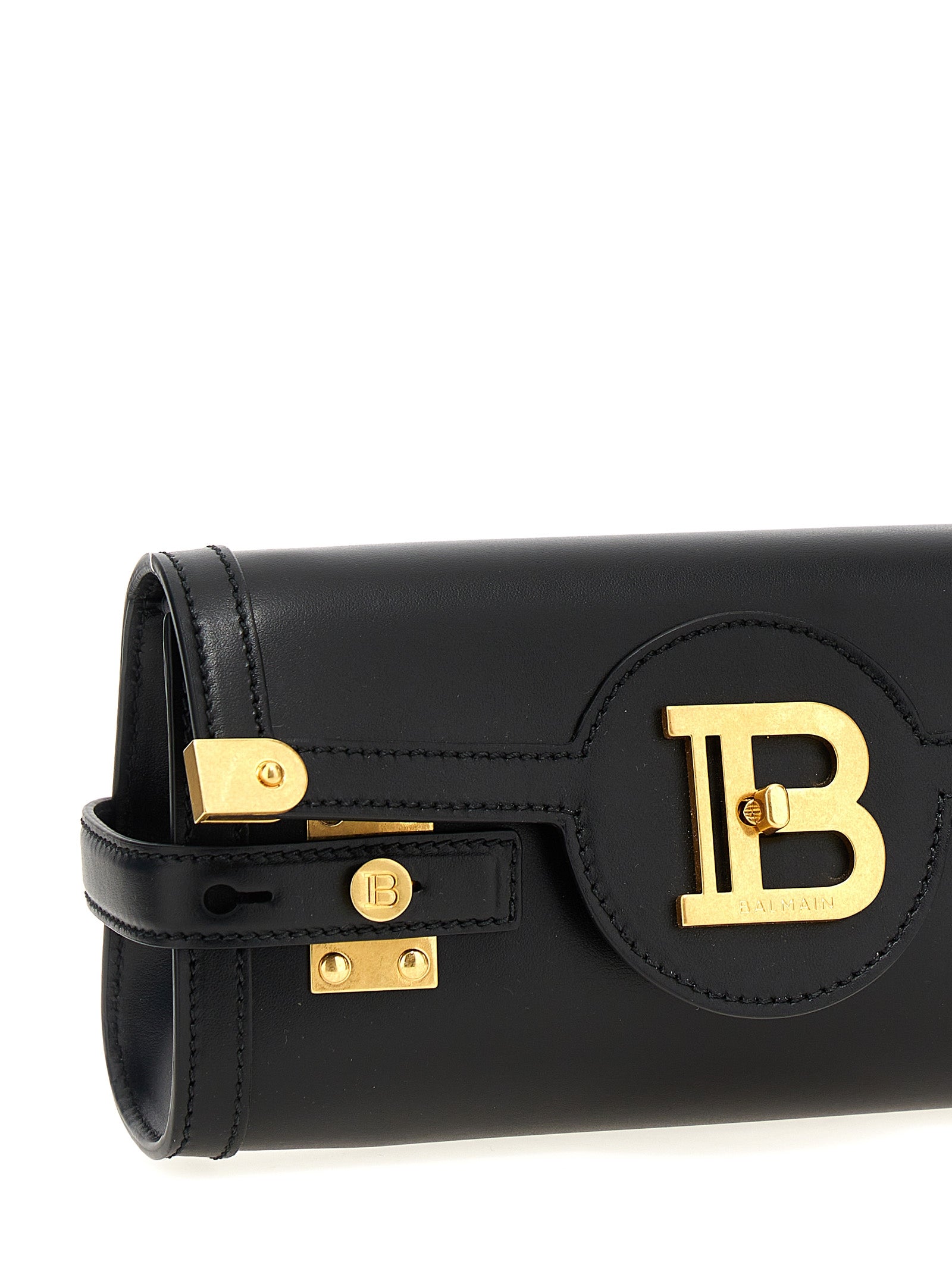 Balmain Black Calfskin Clutch Bag
