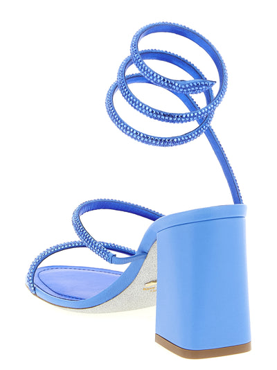 RENE CAOVILLA Blue Viscose Stiletto Heel Sandals